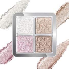 4-Color Highlighter Palette,Highlighter Makeup Powder,Shimmer Glow Powder,Lightweight Formula,Sweat-Resistant,Enhance Facial Outline,Long-Lasting,Makeup Highlighter For Face,Cheek,And Eyeshadow