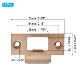 PATIKIL 2-3/4" Door Lock Strike Plate,2 Pcs Stainless T Strike Deadbolt Strike Plate,Door Backplate for Interior Exterior Door Use(Large Hole), Rose Gold