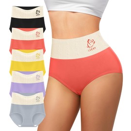 MIOTAN Women's Cotton Underwear High Waisted Tummy Control Postpartum Briefs Control Top Panties Pack (Multicolor, XL)