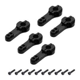 MECCANIXITY 5 Pcs Aluminum Servo Horn 25T Steering Arm 35mm Length Black Suitable for DIY RC Car/Boat/Airplanes Boat Model Accessories with 2 Pcs Screws