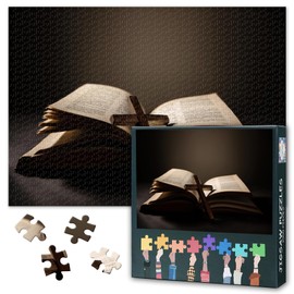 Puzzles for Adults, 1000 Pieces, Holy Bible and Cross Jigsaw Puzzle (27.5 x 19.7 inches), Jesus Christ Challenging Puzzles for Adults, Family Game for Men and Women