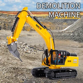 Gemini&Genius Drill Excavator Toy, Demolition Machine Car, Construction Vehicle Toys 1/35 Scale Die-cast Impact Hammer Engineering Truck, Alloy Models Toys for Kids