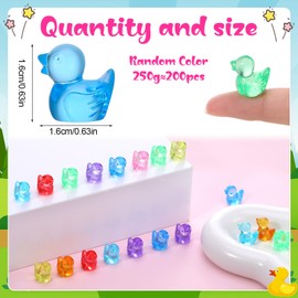 GGSTDDUP 250g Mini Resin Ducks, Multicolor Tiny Ducks, Miniature Duck Little Duck Figures in Bulk for Dollhouse Decor, Fairy Garden, Landscape, Potted, Aquarium (About 200pcs, Random Color)