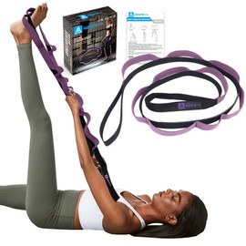 A AZURELIFE Premium Durable Stretch Straps with Loops, Stretching Strap for Physical Therapy, Multi-Loop Yoga Strap Fitness Exercise Strap for Yoga, Pilates, Dance, Flexibility&Exercise