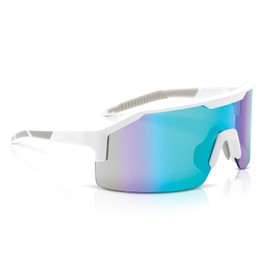 Jackson Safety Maxview+ Safety Glasses - Wraparound Eye Protection for Men & Women - Anti-Fog, Anti-Scratch, Ballistic-Rated, ANSI Z87.1 Compliant - White Frame with Green Mirror Lens - Pack of 1