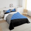 Erosebridal Geometric Comforter Set Twin Size Boys Blue Dark Grey