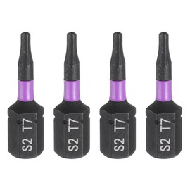 HARFINGTON 4pcs TT7 Torx Screwdriver Bit 1/4" Hex Shank 25mm/1" Length Magnetic Star 6 Point Head Hex Bits S2 Steel Screw Driver Bit with Hole Industrial Grade Electric Drill Bits