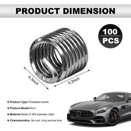 SHMZK 100PCS Thread Repair Insert, M6 × 1.0 × 1.5D Helicoil Metric Thread Sleeve Steel Sheaths Wire Thread Inserts, 304 Stainless Steel Helicoil Coiled Wire Screw Thread Repair Kit