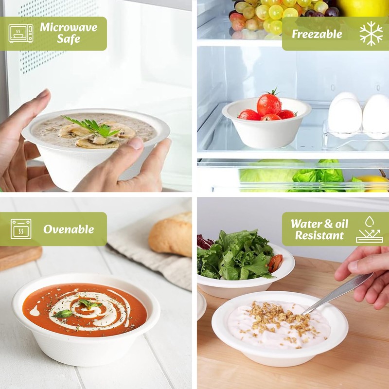 The Food Supply Strong Paper Bowl, Disposable Plates, Compostable &