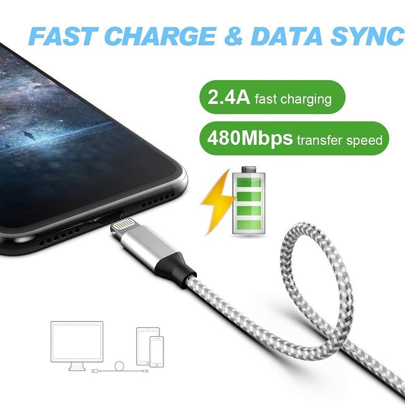 [Apple MFi Certified] 6Pack[3/3/6/6/6/10ft] iPhone Charger Lightning Cable Compatible iPhone