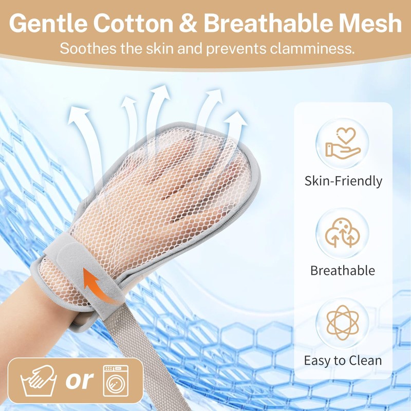 ANBANREY Anti-Scratch Mittens for Autism & Sensory Needs, Safety Restraint