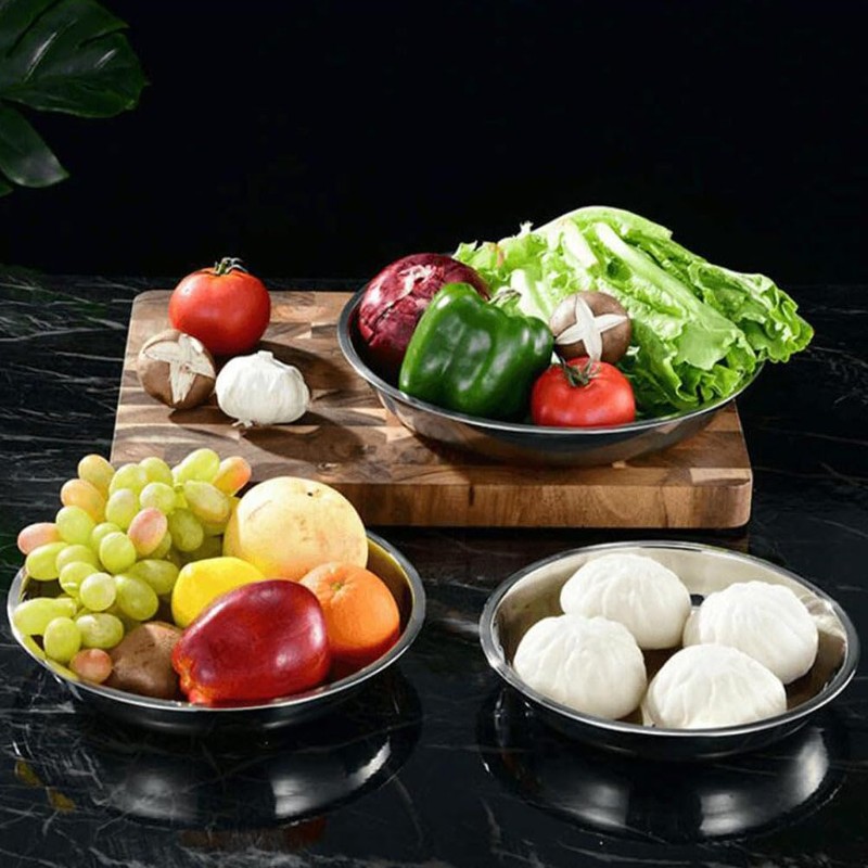 UPKOCH 6 x Round Stainless Steel Serving Plates (7 Inches),