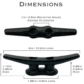 ZUJARA 4 inch Black Boat Cleats, 5-Pack Electrophoretic Coated Black Cast Iron Dock Cleat for Marine or Decorative Applications