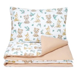 Baby Safe Duvet Cover Baby Cot 135 x 100 cm Duvet Cover Cradle 100% Organic Cotton Oeko-Tex Certified Single Bed Baby Bedding Set Small Bear