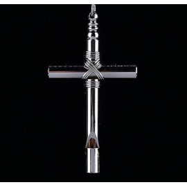 Fashion Jewelry large PROTECTION WHISTLE CROSS pendant 24" Sterling Silver 925 chain men women