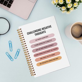 VNWEK Challenging Negative Thoughts Mental Health CBT Cognitive Behavioral Therapy Spiral Notebook Journal 5.5 x 8.3 inches,Psychology Lined Hardcover Spiral Notebook,Mental Health Awareness Gifts