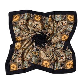 EIysee 35 x 35 Women's Fashion Pattern Large Square Silk Like Hair Scarf Head Sleeping Wrap Satin Neck Bandana for Gift (Large Cashews - Black)…