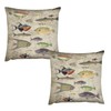 Farmhouse Fish Pillow Covers,Vintage Style Cabin Rustic Fishing Pattern Print