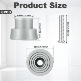 8pcs Door Stopper Replacement Rubber Tips, Door Stop Bumper Tips with Screws Ribbed Door Stop Rubber Foot Door Stop Caps for Kick Down/Drop Down Door Stoppers Door Holder