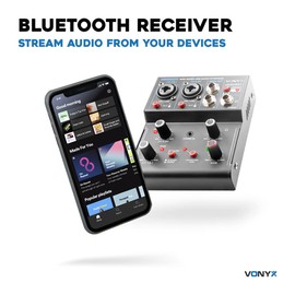 VONYX VMM301 3-Channe Desktop PA Mixer with USB Audio Interface and Bluetooth Streaming