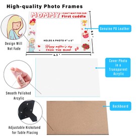 JUESMOS Happy Mother’s Day Picture Frame from the Bump Funny First Mothers Day Gift for Mom from Daughter Son Baby Leather Photo Frame for New Mother First Time Mom Mommy to Be Gifts Nursery Decor