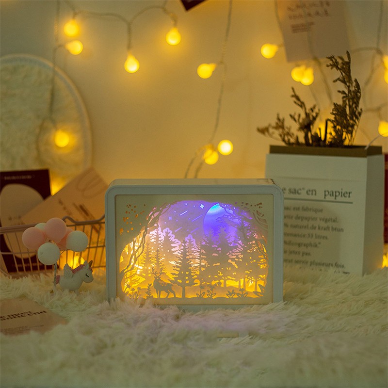 Papercut Light Box Soft Warm Light Romantic USB Battery Powered