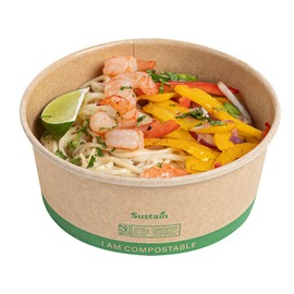 Restaurantware Restaurantware Paper Food Containers 50 Pack Of 25 oz Disposable Round Kraft Salad Bowls BPI-Certified Compostable Stackable Greaseproof Meal Prep Take Out Containers For Soups, Snacks And Desserts