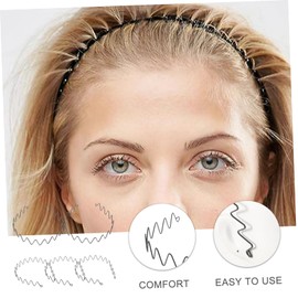 Baluue 5pcs Curly Headband Slicked-back Hair Hoop Wide Elastic Antiskid Headband for Women Men Sports Styling