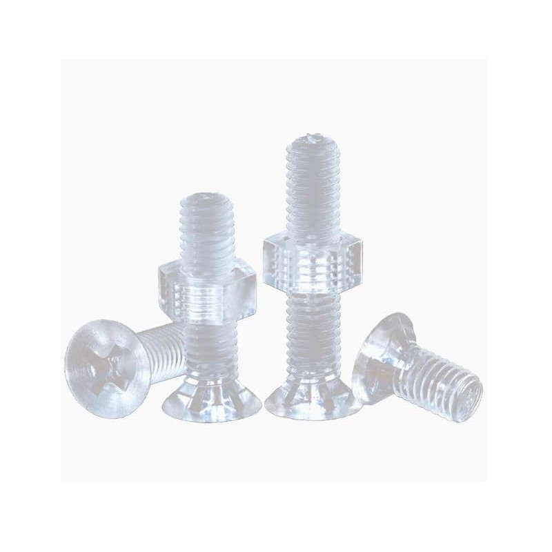 PC(Polycarbonate) Plastic Transparent Metric Phillips Flat Head Screws with Nuts