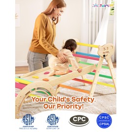 Twinkoo 7 in 1 Pikler Triangle Set, Foldable Toddler Baby Climbing Toys, Solid Wooden Montessori Climbing Set, Baby Climber Indoor Playground Jungle Gym for Toddlers Montessori Toys