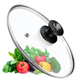 KADAX Pot Lid, Universal Glass Lid with Black and Silver Handle, Heat Resistant Lid in Various Sizes, Pan Lid, Glass Lid for Pot, Pan (30 cm)