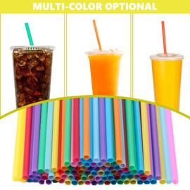 Jumbo Smoothie Straws Set of 200, Chetexus 10.2 inch Multi Color Smoothie Straws Small Plastic Milkshake Straws (0.24" Diameter)