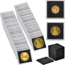 XYZsundy Coin Capsule Coin Snap Holder 2 x 2 Inch Half Dollar Coin Holder, Coin Cases for Collectors Coin Sleeves Collectors for Coin Collection Supplies (Black Foam Gasket, 60)