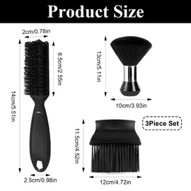 3Pcs Neck Duster Barber Clipper Brush Barber Accessories Supplies Professional Black Plastic Handle Bristles Soft Cleaning Brush for Remove Loose Hair Around Neckline Haircut Hair Styling Tools