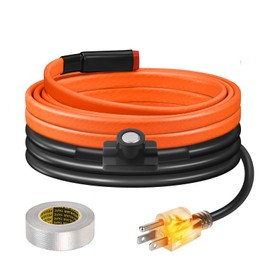 3FT Heat Tape for Water Pipes Freeze Protection IP65 Waterproof 7W/FT 110V,BDDFOTO Water Pipe Heat Cable With Thermostat Self-Regulating Pipe Heater for House Garden/RV Camper