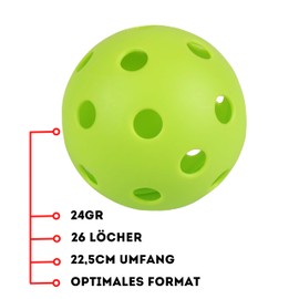 PiBa Sports Premium Indoor Pickleballs - Set of 6 Green Balls, Lightweight, 26 Holes, Includes Transport Net, Ideal for All Players