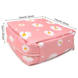 Honbay Daisy Large Capacity Sanitary Napkin Bag, Tampons Pouch, Nursing Pad Holder, Coin Purse, Makeup Bag (Pink)