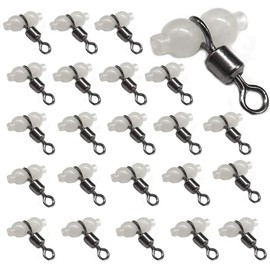 Nihoodering 60 Pcs Luminous 3 Way Crossline Fishing Swivels with Glow Beads Fishing Line Hook Connector for Fishing Sea Fishing Tackle
