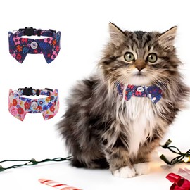 Campsis 2 Pack Breakaway Cat Collars Furit Pattern Cat Collar Safety Adjustable Flower Kitten Collar with Removable for Boy Cats and Girl Cats (Flower Pattern)