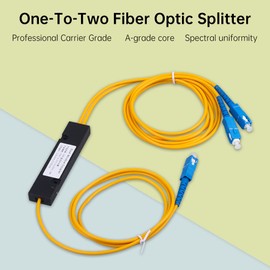 Duogalia SC/UPC Fiber Optical FBT Splitter 1x2(1 in 2 Out) Singlemode 1310/1550nm for Network Signal Distribution(2 Pack)