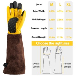Sutekus Gardening Gloves for Women/Men Long Sleeve Work Garden Gloves Rose Pruning Thorn proof Forearm Protection Gauntlet (Medium)