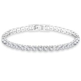 KRKC & CO Women's Tennis Bracelet, 0.08 inch (2/3/4/5 mm), 0.08 inch (2/3/4/5 mm), Zirconia, 14K Gold Plated, Surgical Stainless Steel, CZ Diamond, Men's, Bracelet, Hypoallergenic, Glitter, Jewelry,