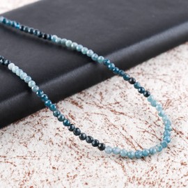 Natural Indicolite Tourmaline Gemstone Full Beaded Choker Necklace, Chakra Healing Crystals, Silver Plated Chain, Gift for Women, Birthday, Gemstones Jewelry, Statement Necklace 18 inch