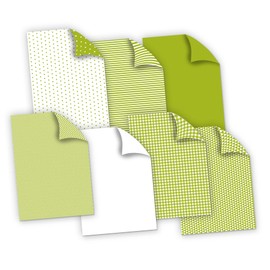 itenga Photo Card I Craft Card I Motif Block I Pattern Card Green Tones I 21 Sheets I DIN A4 I Printed on Both Sides I Various Pattern Boxes for Crafts