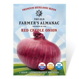 The Old Farmer's Almanac Red Creole Onion Seeds - Heirloom, Non-GMO, Premium Quality, Open Pollinated, Spicy-Sweet Flavor (1 Packet - 1 Gram - Approx 250 Seeds)
