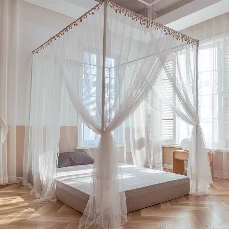 Stainless Steel Canopy Bed Frame Queen Size, Bed Post Poles