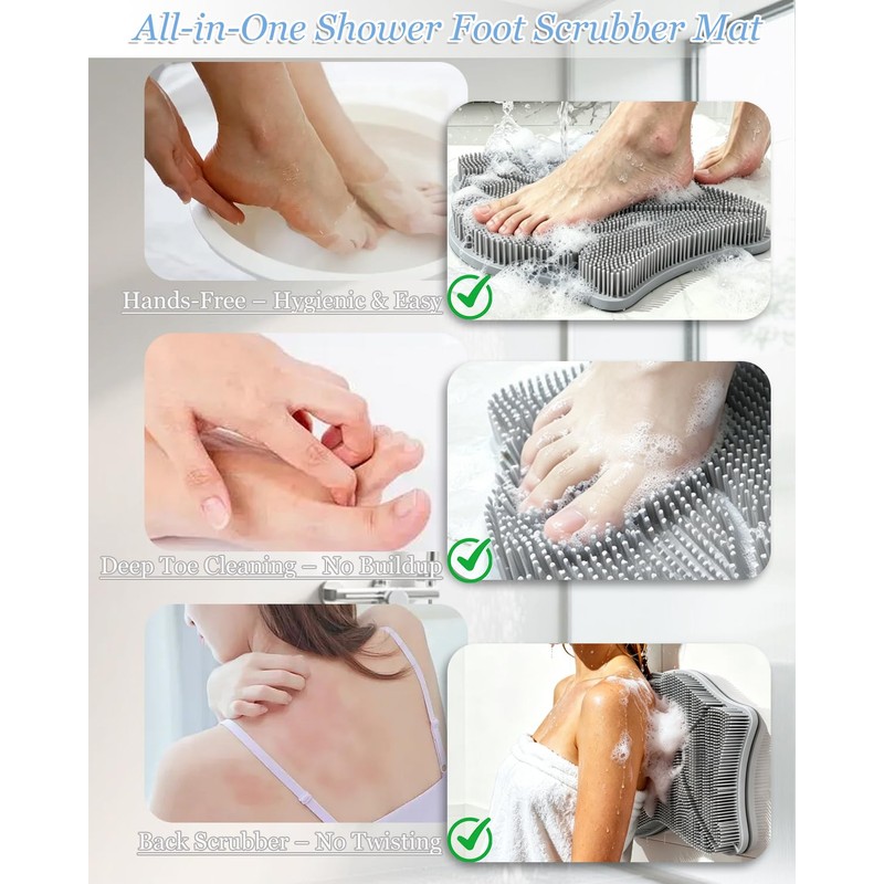 2026 New Upgrade – Shower Foot Scrubber Mat with Strong