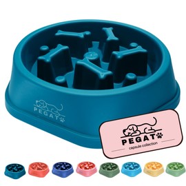 PEGAT Prevention for Fast Eating Dogs, Dishes, Food Bowl, For Small Dogs, Dishes, Navy, Original Sticker Included