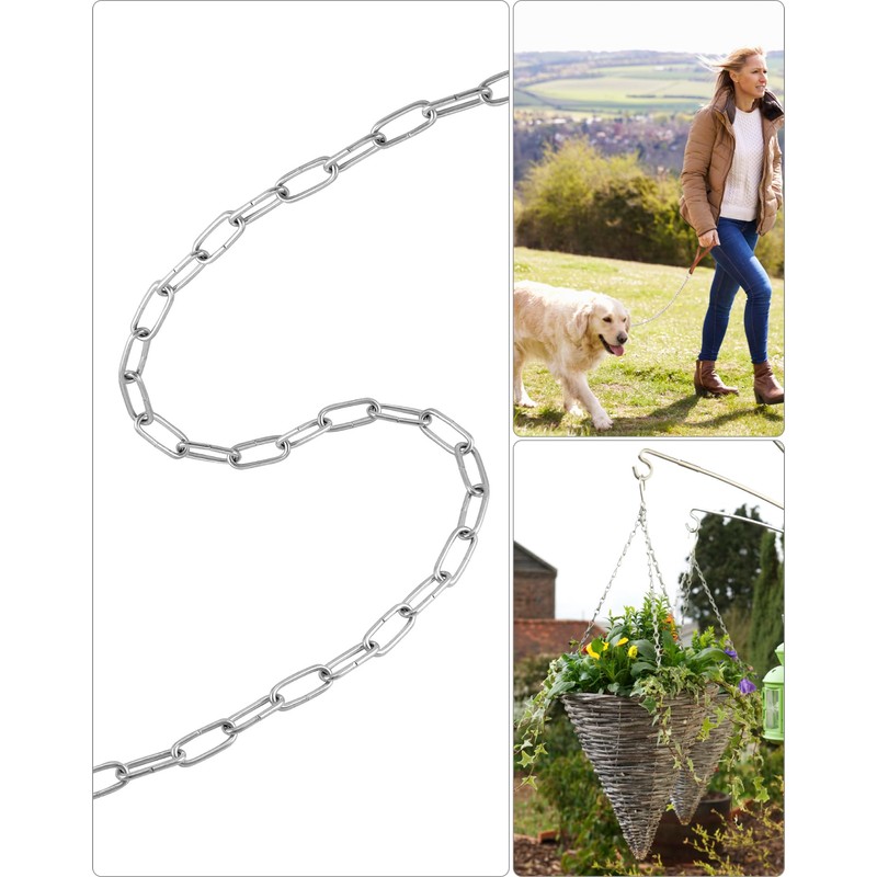 QWORK® 2 Pack Galvanized Steel Chain - Ø 2 mm