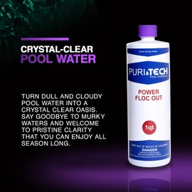 Puri Tech Chemicals Drop Down Flocculant 1QT- Water Clarifier for Swimming Pool - Fast Acting Pool Treatment - Clears Cloudy Water
